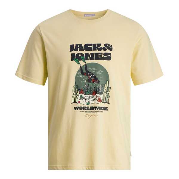 Jack & Jones Rundhalsshirt Jack&Jones XXL T-Shirt gelb Skullprint JORCOCONUT