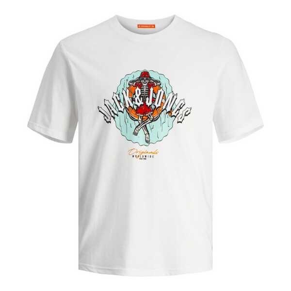 Jack & Jones Rundhalsshirt Jack&Jones XXL T-Shirt weiß Skullprint JORCOCONUT