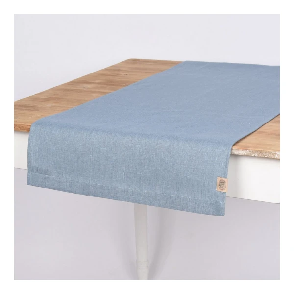 KARDELEN Tischläufer Tischläufer Erik aus 100% Leinen 1-lagig 47x150cm blau