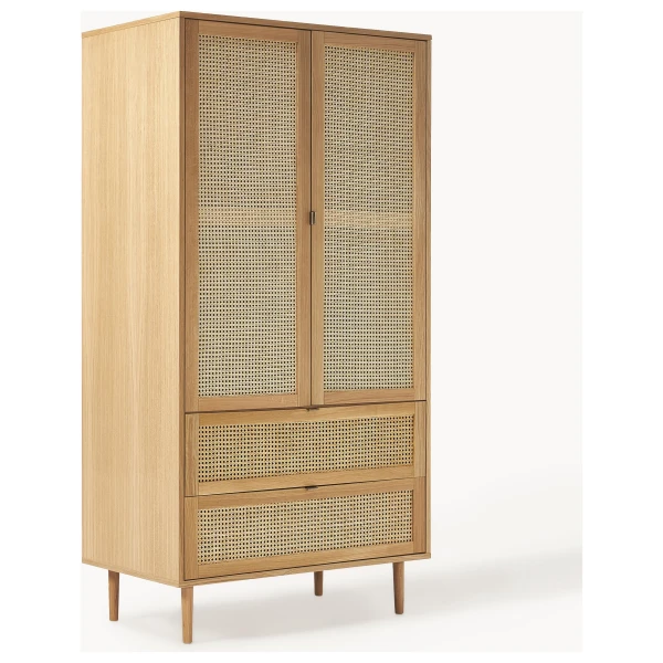 Kleiner Kleiderschrank Aries mit Wiener Geflecht, 2-türig