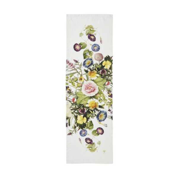 Koustrup & Co Exklusiver Tischläufer aus stonewashed Leinen mit Blumenmotiv - 45 × 145 cm