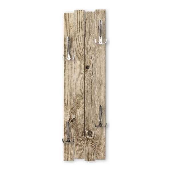 Kreative Feder Wandgarderobe Wand-Garderobe "Altes Holz Braun" aus Holz, Shabby-Chic, ca. 100 x 30 cm, mit 4 Haken, außergewöhnlich, modern