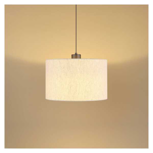 LED-Hängeleuchte Thea, creme/schwarz matt, Leinen, Ø 35 cm