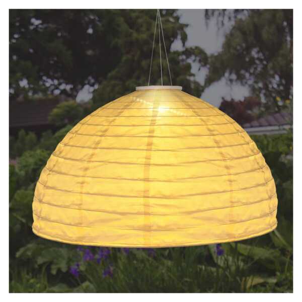 LED-Solar-Hängeleuchte 33982, weiß, Leinen, Kunststoff