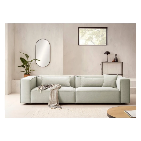 LeGer Home by Lena Gercke 3-Sitzer PIARA, Couch mit Kedernaht, Sofa in Cord, Leinenoptik o. Strukturstoff, schwarze Füße, bequemer Sitzkomfort
