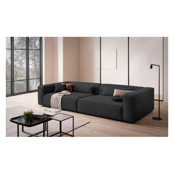 LeGer Home by Lena Gercke 3-Sitzer PIARA XXL, Sofa mit Kedernaht in Cord, Leinenoptik o. Strukturstoff, schwarze Füße, bequemer Sitzkomfort, extra tiefe Sitzfläche