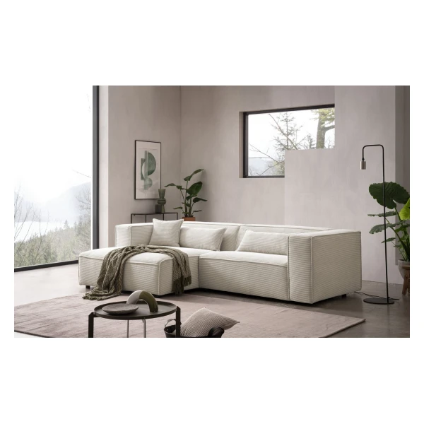 LeGer Home by Lena Gercke Ecksofa PIARA mit Kedernaht, Cord, Leinenoptik o. Strukturstoff, Couch, L-Form, wahlweise Ottomane rechts/links, schwarze Füße, bequemer Sitzkomfort