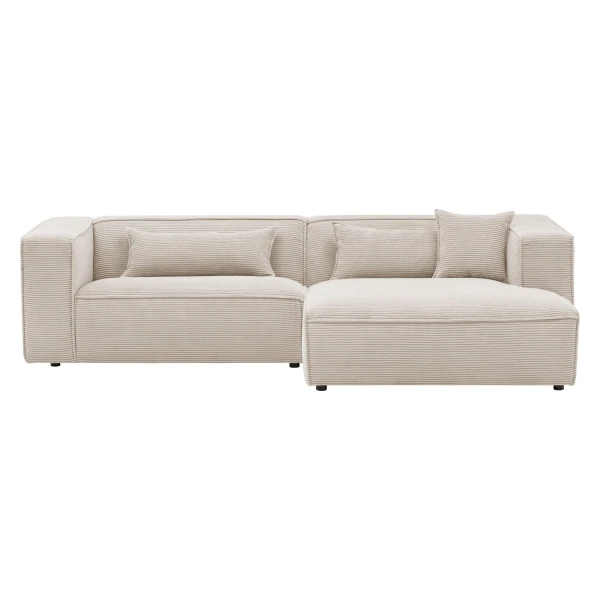 LeGer Home by Lena Gercke Ecksofa PIARA mit Kedernaht, Cord, Leinenoptik o. Strukturstoff, Couch, L-Form, wahlweise Ottomane rechts/links, schwarze Füße, bequemer Sitzkomfort