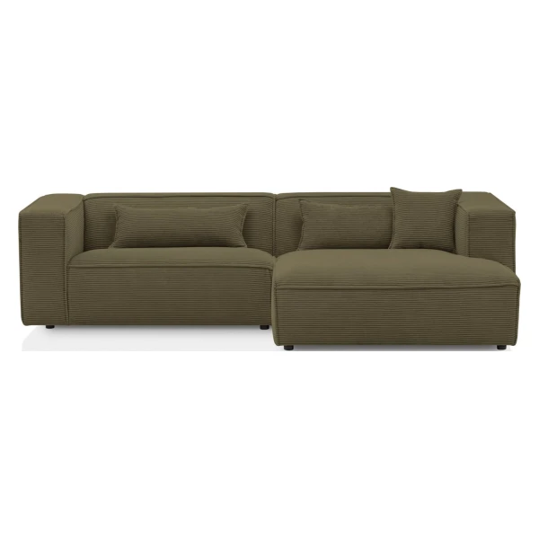 LeGer Home by Lena Gercke Ecksofa PIARA mit Kedernaht, Cord, Leinenoptik o. Strukturstoff, Couch, L-Form, wahlweise Ottomane rechts/links, schwarze Füße, bequemer Sitzkomfort