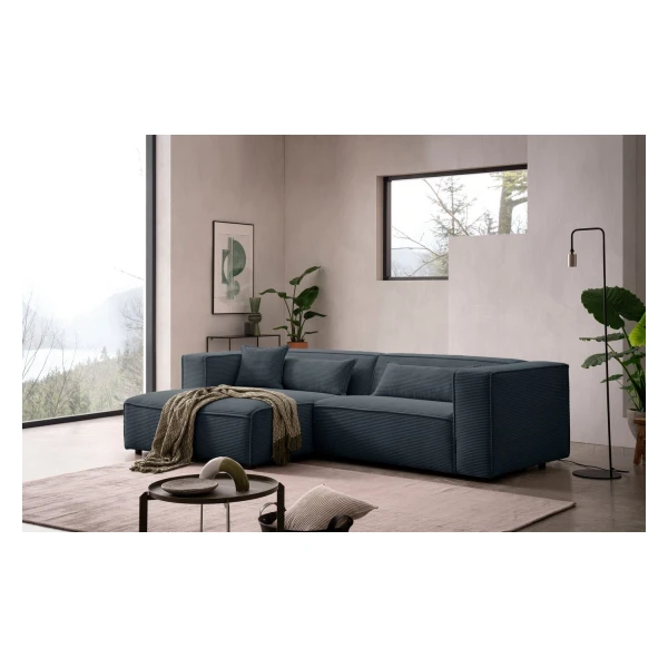 LeGer Home by Lena Gercke Ecksofa PIARA mit Kedernaht, Cord, Leinenoptik o. Strukturstoff, Couch, L-Form, wahlweise Ottomane rechts/links, schwarze Füße, bequemer Sitzkomfort