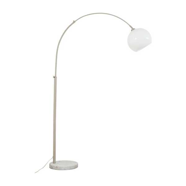Lindby - Alverton Bogenleuchte, weiß/nickel, 197 cm, Glas