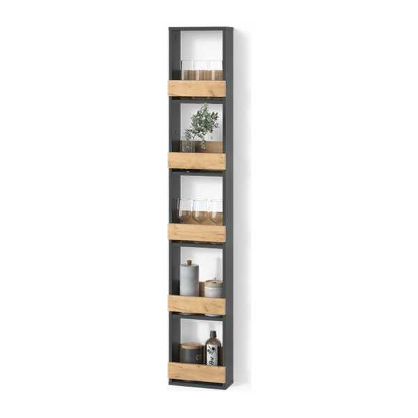 Livinity® Weinregal Regusa, Goldkraft Eiche/Anthrazit/Anthrazit, 30 x 180 cm, 1-tlg.