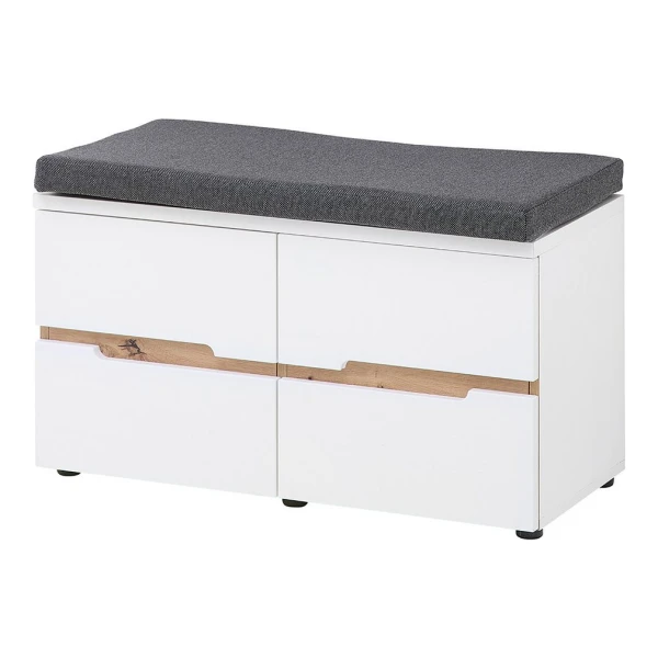Lomadox Schuhbank MANRESA-36-WHITE, 80 cm breit, wei mit Eiche, inkl. Sitzpolster
