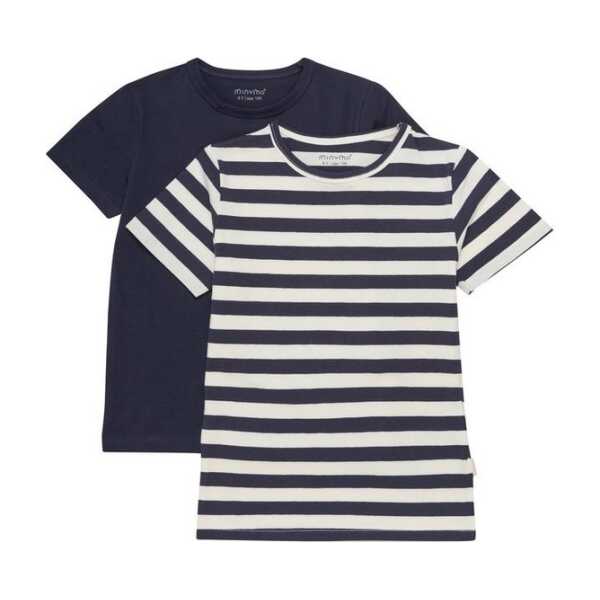 Minymo T-Shirt MIBasic 32 Basic 32 -T-shirt SS (2-pack) mit Rundhalsausschnitt