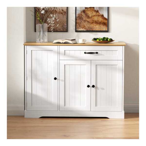Odikalo Kücheninsel Sideboard mit Großer Stauraum, (Modernes, elegantes Sideboard mit 3 Türen und einer Schublade, Buffetschrank für Esszimmer, Wohnzimmer und Diele)