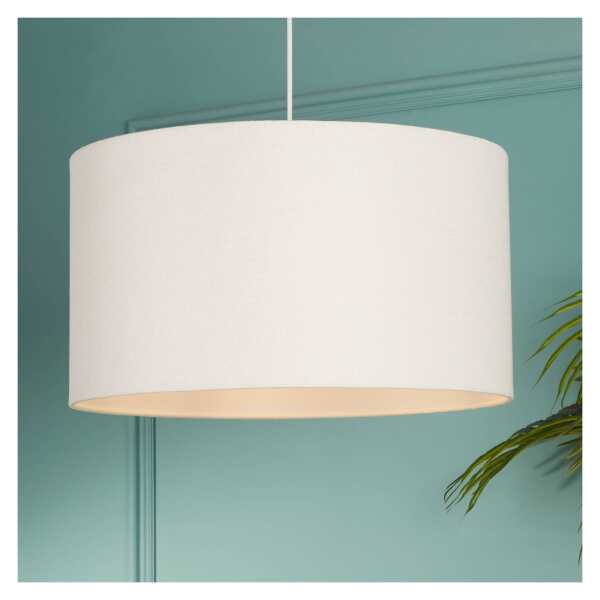Pendelleuchte Rayna, Ø 50 cm, weiß, Leinen, E27