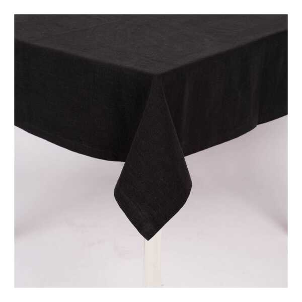 SCHÖNER LEBEN. Tischdecke Tischdecke Leinen mit BW-Anteil schwarz von SCHÖNER LEBEN., handmade
