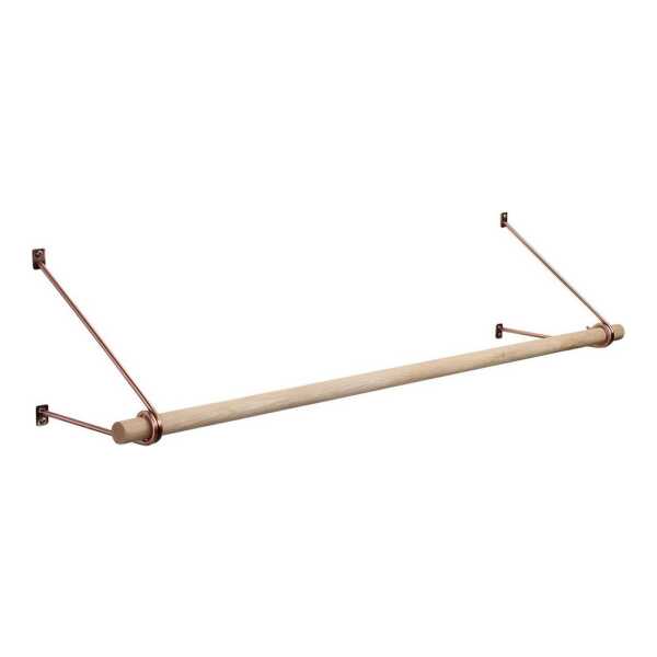 SO-TECH® Wandgarderobe 260 x 250 mm mit Ø 30 mm Kleiderstange aus Holz (Spar-Set, 1 St), Rosengold mit 50 cm Garderobenstange aus Eiche