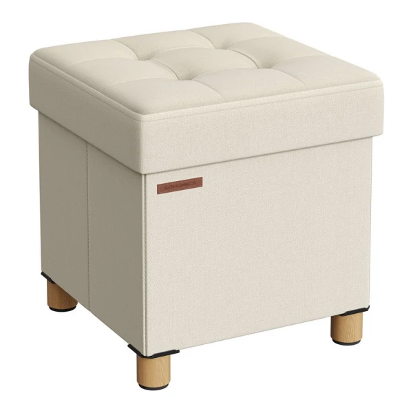 SONGMICS Sitzhocker, mit Stauraum, Schuhbank, klappbare Sitztruhe, Fußbank, 38 cm