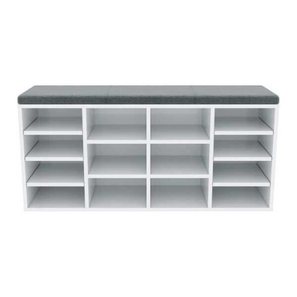SONNI Schuhbank Schuhschrank mit sitzbank Weiß 103.5x30x 48cm, mit Sitzkissen, verstellbares Schuhregal, mit Stauraum Schuhablage