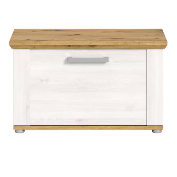 Inn.Furn Schuhbank Mirano (Garderobenbank in weiß Lerche mit Eiche Artisan, Breite 80 cm), mit 4 Fächern