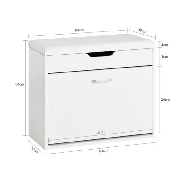 SoBuy Schuhkipper FSR95, Schuhbank mit Sitzkissen Sitzbank Schuhregal Schuhschrank, Sitzkommode Schuhschrank mit Klappe, für 6 Paar Schuhe, Flur Diele