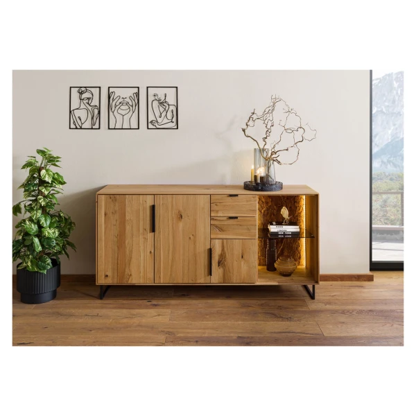 Sideboard Wildeiche 160x43x79 natur geölt LINDAU #08