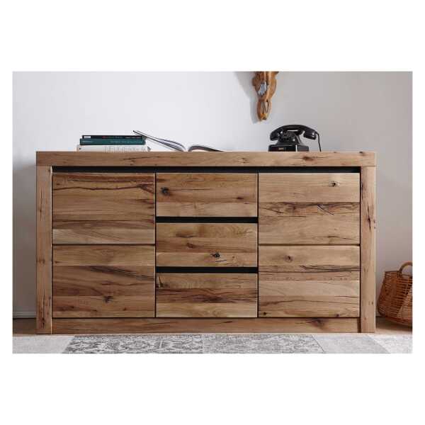 Sideboard Wildeiche / Zerreiche 155x43x80 braun geölt MONTREUX #354