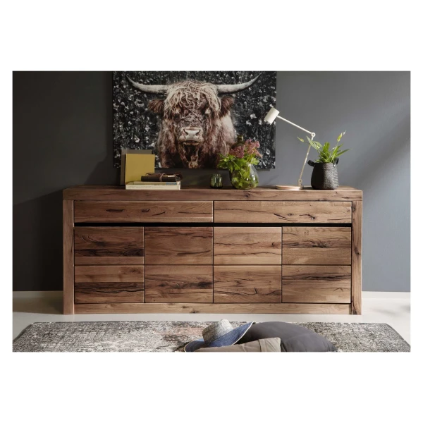 Sideboard Wildeiche / Zerreiche 202x43x80 braun geölt MONTREUX #352