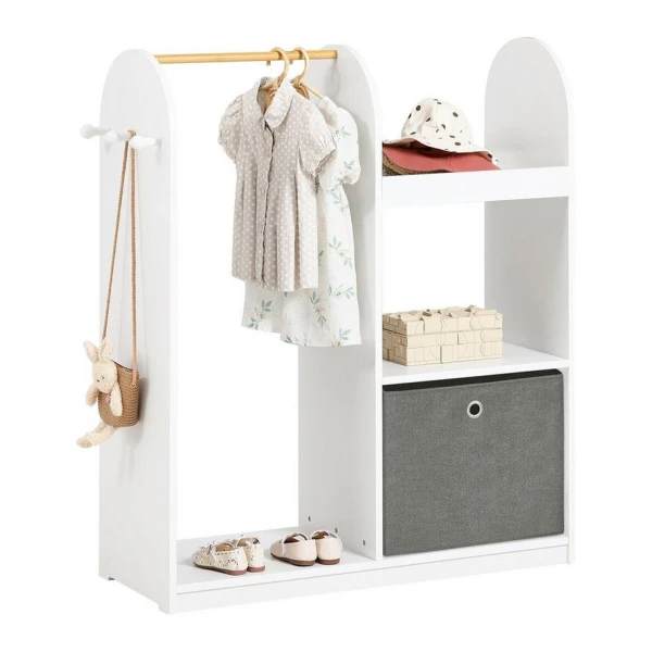 SoBuy Kleiderständer KMB40, Kinderkleiderschrank mit 3 Haken, Kleiderständer Kinder Regal, Kindergarderobe mit 3 Haken Kleiderschrank Kinderregal mit Boxen