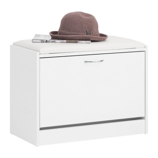 SoBuy Schuhbank FSR16, Schuhorganizer, mit gepolstertem Kissen, für Flur, Eingang, Sitzbank mit Sitzkissen Schuhregal Schuhkipper mit 1 Klappe