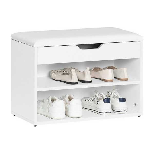 SoBuy Schuhbank FSR25, Schuhregal mit gepolstertem Kissen, Schuhorganizer, Sitzbank mit Stauraum Schuhregal Schuhtruhe mit Sitzfläche