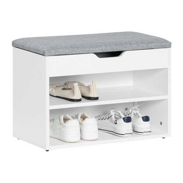 SoBuy Schuhbank FSR25, Schuhregal mit gepolstertem Kissen, Schuhorganizer, Sitzbank mit Stauraum Schuhregal Schuhtruhe mit Sitzfläche