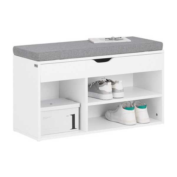 SoBuy Schuhbank FSR45, Schuhbank mit Sitzfläche Garderobenbank Flur, Eingangsbereich, mit Sitzkissen Sitzbank Schuhschrank Schuhregal 3 Fächer
