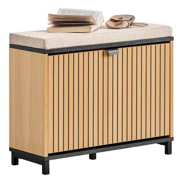 SoBuy Schuhbank mit Sitzfläche Schuhregal Sitzbank für Flur 60x50x24cm FSR201-N