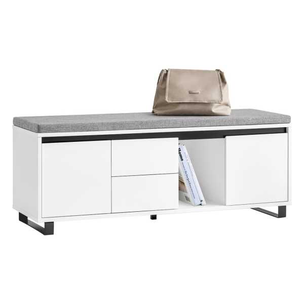 SoBuy Schuhbank mit Sitzfläche Schuhregal mit 2 Schubladen Sitzbank für Flur 110x42x35cm FSR176-W
