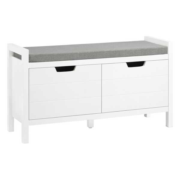 SoBuy Schuhbank mit Sitzfläche Sitzbank aus MDF 91x51x30cm Weiß-Grau FSR63-II-W