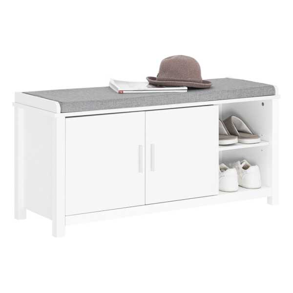 SoBuy Schuhbank mit Sitzfläche Sitzbank mit Stauraum Schuhregal für Flur Weiß 105x51x35cm FSR168-W