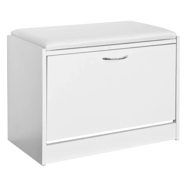 SoBuy Schuhbank mit Sitzkissen und 1 Klappe MDF PU Weiß FSR16-W