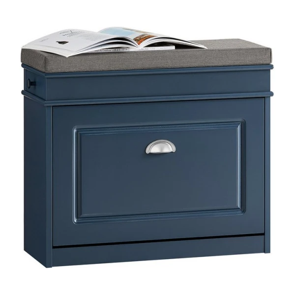 SoBuy Schuhkipper FSR82, Schuhregal schmal, Sitzbank mit Stauraum, Flur, Schlafzimmer, Schuhschrank schmal, Schuhbank mit Sitzkissen, mit Klappe