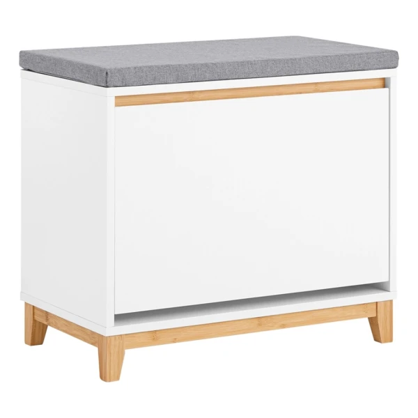 SoBuy Schuhkipper Schuhbank mit Klappe Dielenbank mit Sitzkissen FSR191-WN