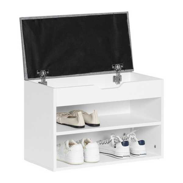 SoBuy Sitzbank FSR25, Schuhbank Schuhregal Aufbewahrungsschrank Schuhorganizer, Schuhtruhe mit Sitzfläche, gepolstert, Fach unter Kissen, für Flur