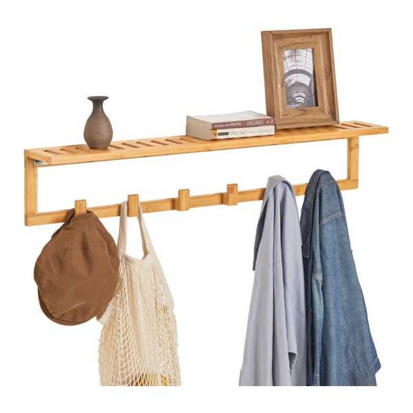 SoBuy Wandgarderobe FHK06, Flurgarderobe Badregal mit 6 Haken und Ablage