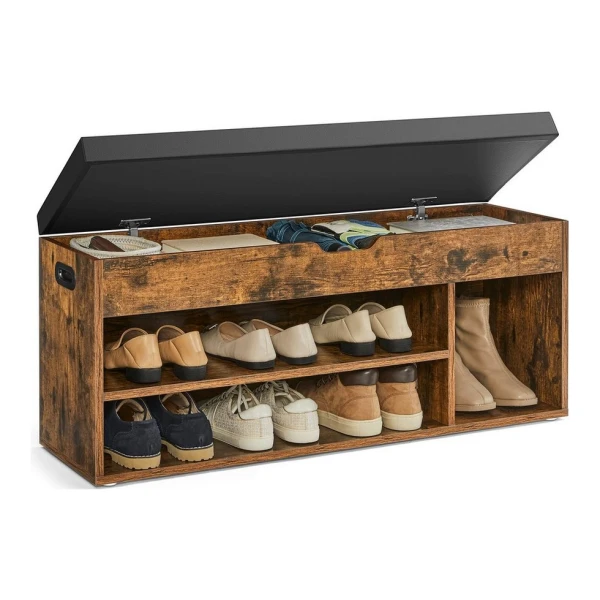 VASAGLE Schuhbank Sitzbank, Sitzfläche, Stauraum, gepolstert, Fach unter Kissen, 30 x 100 x 44 cm