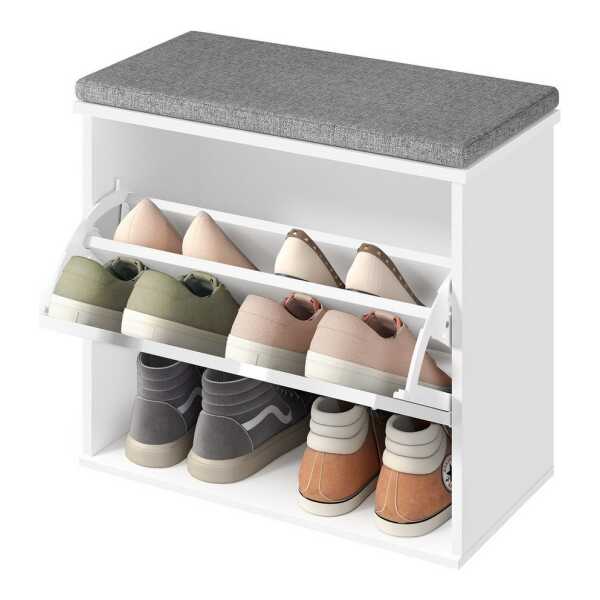 VASAGLE Schuhbank, Sitzbank, mit Sitzkissen, Klappfach, 30 x 60 x 53,5 cm, Flur