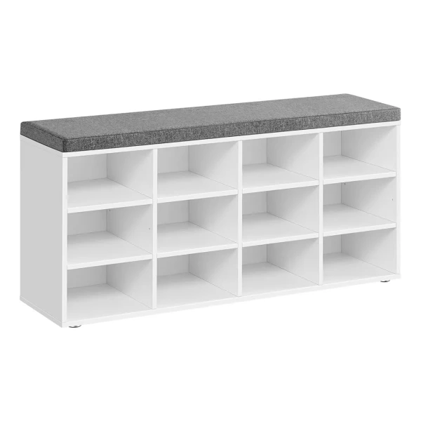 Vasagle Schuhbank 30,3 cm x 104 cm x 48 cm Weiß-Grau