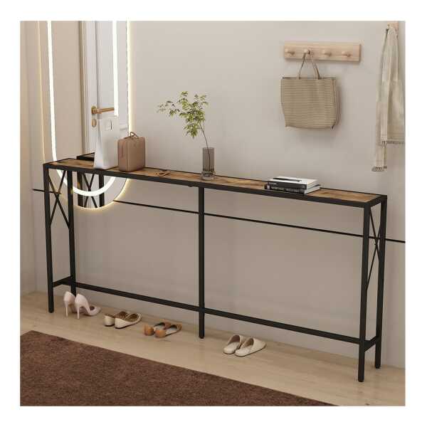 Vicco Konsolentisch Lima, Eiche rustikal/Schwarz, 174 x 77 cm (1-St)