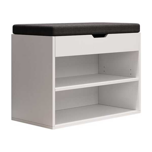 Vicco Schuhbank Titus, Weiß, 60 x 45 cm mit Auflage (1-St), mit Klappdeckel
