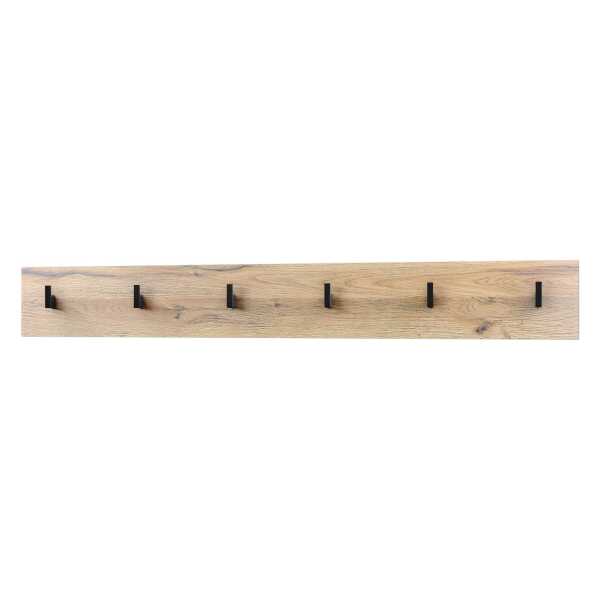 Vladon Garderobenpaneel Linea V1 (Wandgarderobe, mit 6 Kleiderhaken), Eiche Natur (110,5 x 14,5 x 3,5 cm)
