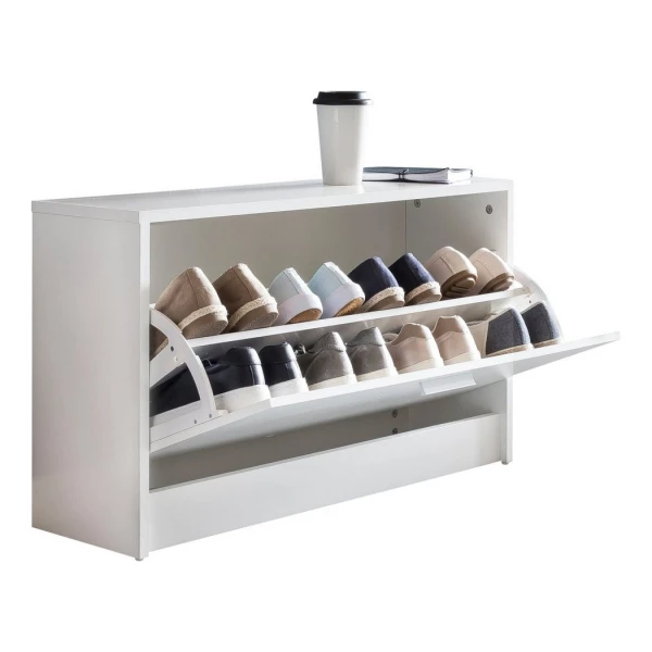 Wohnling Schuhbank WL5.271 SPLIT Weiß Schuhkipper Holz Flurbank Schuhschrank Sitzbank F (mit Sitzfläche Weiß, Schuhkipper Holz 80x47x24 cm), Kleine Flurbank Geschlossen, Sitzbank Schmal Flur